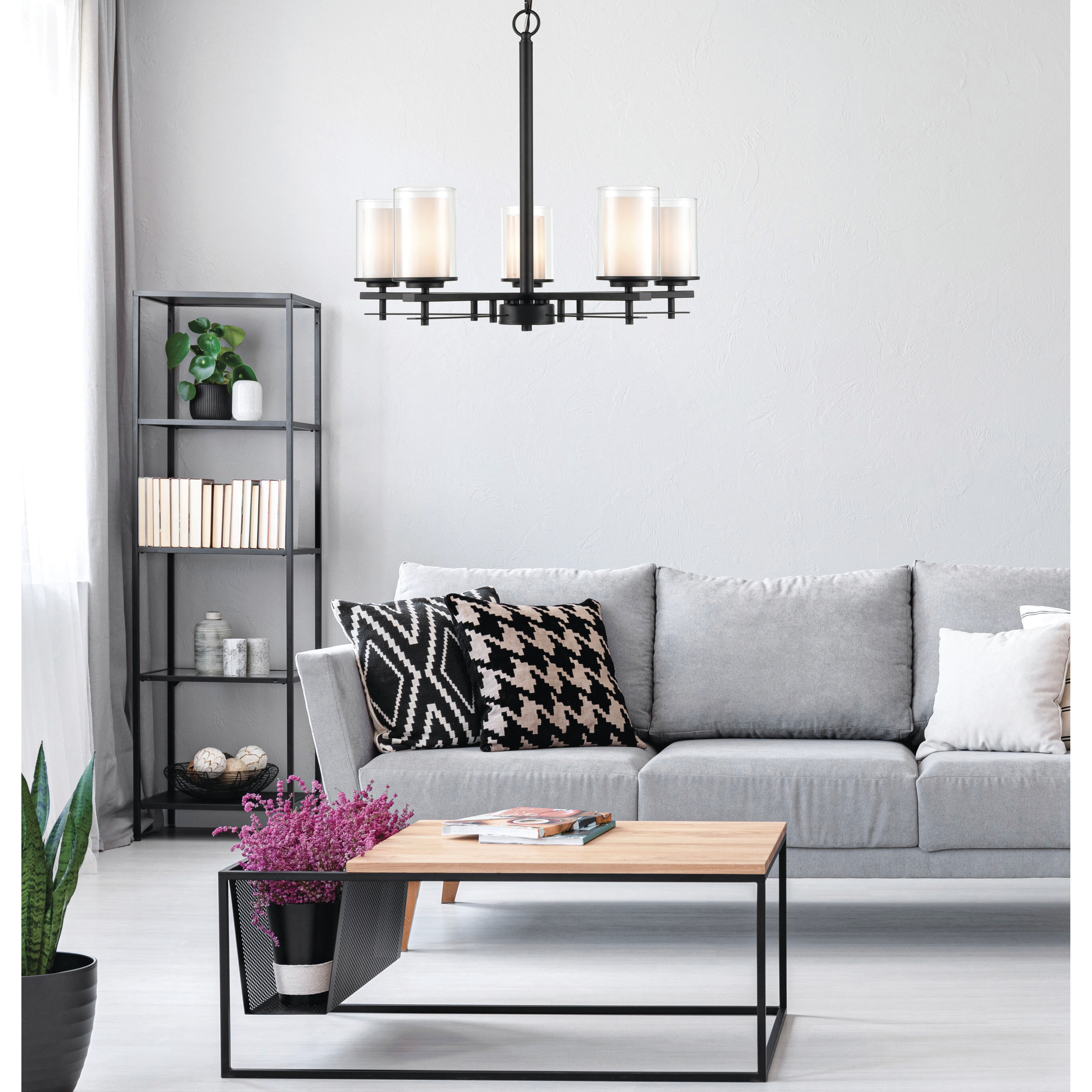 Huderson 5 Light 26 inch Matte Black Chandelier Ceiling Light